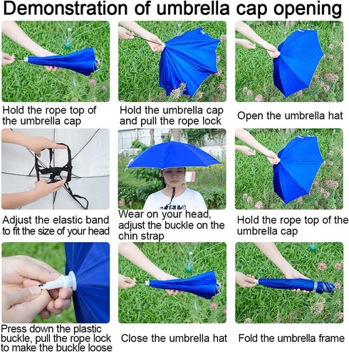 NEW-Vi Umbrella Hat Adult and Kids Folding Cap for Beach Fishing Golf Party Headwear...
