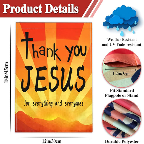 Thank You Jesus Garden Flag 12x18 Inch For Everything And Everyone Garden Flag 3ply Fabric Double Sided Christ Jesus Easter Garden Flag for Outdoo...