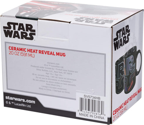 Silver Buffalo Star Wars Logo Heat Reveal Ceramic Coffee Mug Featuring Boba Fett, Yoda, Luke, C3PO, R2D2, Darth Vader, and Stormtrooper, 20-Ounces...