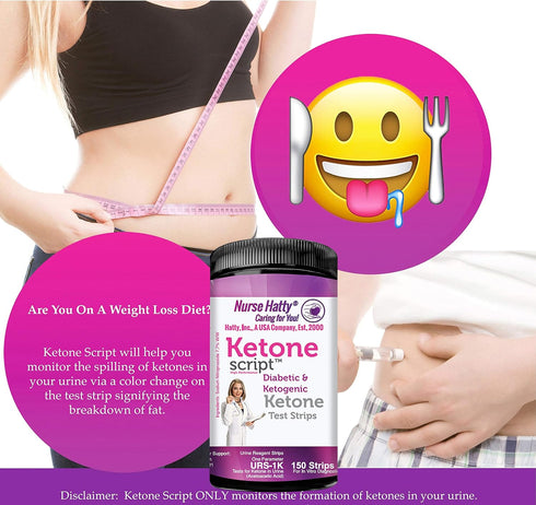 Nurse Hatty - Diabetic & Ketogenic Keto Strips – Fresh – USA-Made – High-Performance – Now Lasts 6 Months - 2-year Shelf Life (150ct. Long Ketone ...