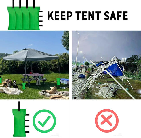 Tent Weights Set of 4 Sand Bags for Canopy Legs Outdoor Instant Sun Shelter Patio 112LBS Large Heavy Duty (Green)...