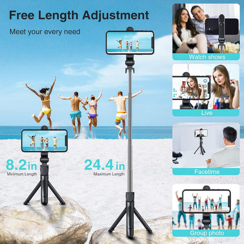 Selfie Stick Tripod with Wireless Remote, Extendable & Portable Selfie Stick- Phone Tripod Stand Compatible with iPhone 14 13 12 11/Galaxy/Huawei,...
