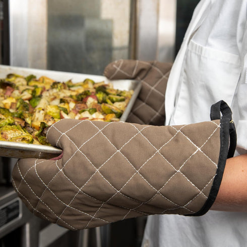 San Jamar 800FG13 BestGuard Commercial Heat Protection Up To 450° F Oven Mitts (Pair), 13" Length, Tan...