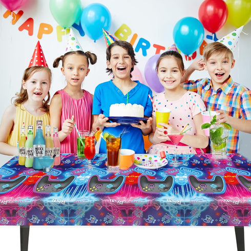 3pcs Video Game Tablecloth, Game Theme Birthday Decorations Supplies, Plastic Tablecloth, Rectangular Racetrack Tablecloth, Gamer TableCovers for ...
