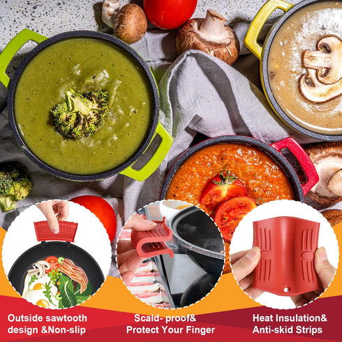 2 Pcs Cast Iron Handle Cover, Silicone Hot Handle Holder, Heat Resistant Cast Iron Skillet Handle Covers Potholder for Frying Pans and Griddles Ki...