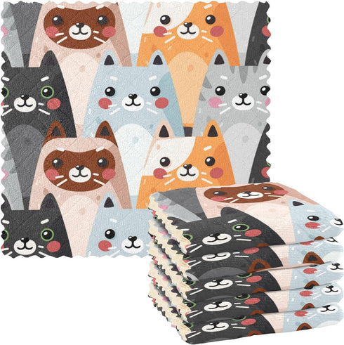 Cute Cats Microfiber Reusable Cleaning Cloths Kitchen Dish Cloths Dish Rags for Washing Dishes, Animal Dish Towels Washcloths for Kitchen Drying, ...