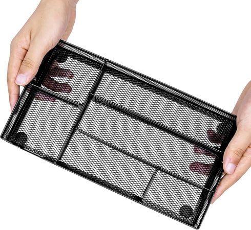 Desk Drawer Organizer, Office Drawer Divider Organizer Tray with 6 Compartments, Metal Mesh Desktop Organization and Accessories for Stationery Ma...
