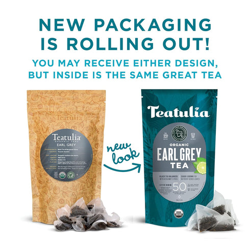 Teatulia Organic Earl Grey Tea Bags (50 Pyramid Sachet Teabags) Whole Leaf Flower 100% Compostable Black Tea + Bergamot Citrus Sustainably Grown I...
