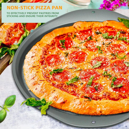 Pizza Pan - 14 Inch Nonstick Pizza Pan for Oven with Widen Handles for Cooking, Baking, and Grilling - Durable, Even Heating, Long-Lasting Kitchen...