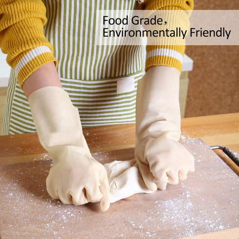 BOOMJOY Nitrile Cleaning Gloves, Heavy Duty Dishwashing Gloves, Reusable Medium Gloves for Kitchen, Bathroom, Gardening, Working, Pet Care - White...
