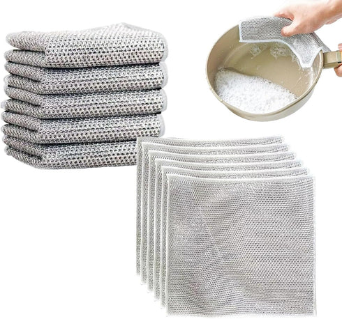 Wire Dishcloth for Wet and Dry, 2024 Multifunctional Steel Wire Dish Towel, Multipurpose Non-Scratch Wire Dishcloth, Reusable Metal Scrubbing Pads...