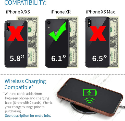 Dockem Wallet Case for iPhone XR: Built-in Metal Plate for Magnetic Mounting & 2 Credit Card Holders (6.1" Exec M2, Synthetic Leather, Brown)...