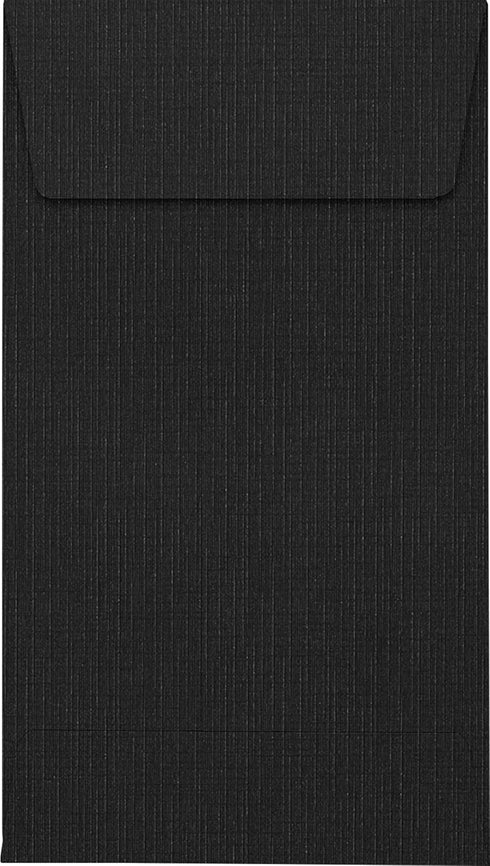 LUXPaper #5 1/2 Coin Envelopes | Peel & Press | 3 1/8" x 5 1/2" | Black Linen | 80lb. Text | 50 Qty...