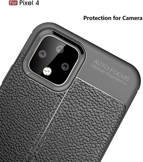 Case Compatible with Google Pixel 4 Case, Leather Texture Design Cover Anti-Scratch Shock Absorption Case for Google Pixel 4 (Black)...