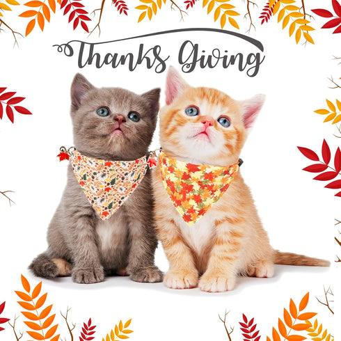 ADOGGYGO Fall Cat Collars Breakaway with Removable Bandana, Adjustable Autumn Thanksgiving Cat Collar Cute Fall Leaves Cat Bandana Collar for Cats...