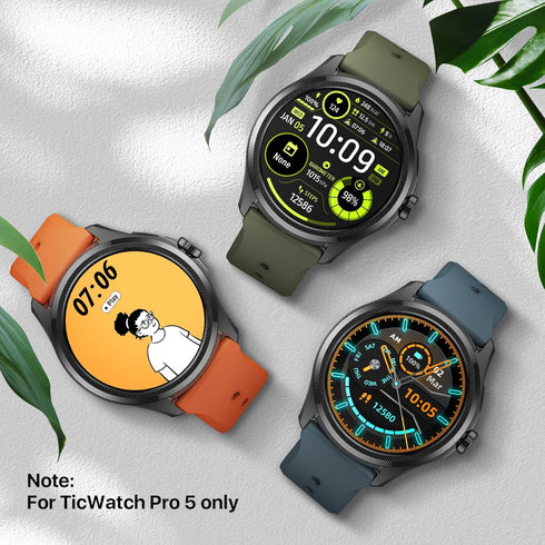 Ticwatch Pro 5 Smartwatch Band Replacement 24mm Width Silicone Watch Strap Quick Release Genuine Watch Band Only for Pro 5 Watch, Bonfire Orange...
