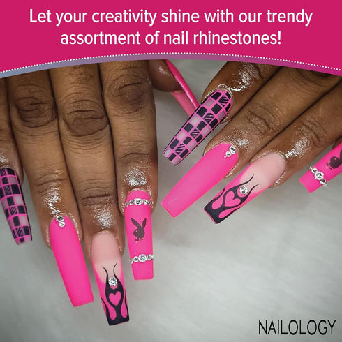Nail Art Gem Rhinestones by Nailology, Nail Art Supplies, Nail Decoration Jewels for 3D Nail Art, Crystal Diamond Charm Accessories for Acrylic Na...