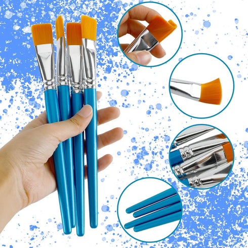 10 Pieces 3/4 Inch Flat Paint Brushes, Watercolor Paint Brush for Acrylic Painting, Synthetic Nylon Paint Brushes with Wooden Handle, Artist Craft...