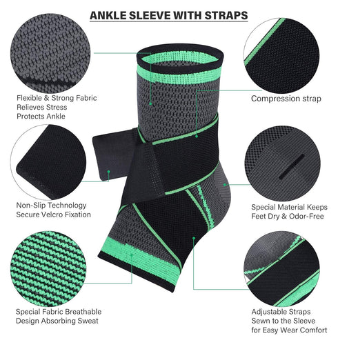 Ankle Support Brace, Adjustable Compression Ankle Support, for Men Women Achilles Tendon Support and Plantar Fasciitis, Stabilize Ligaments, Eases...