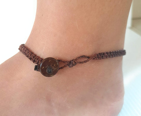Infinityee888 Tiger Eye Anklet Bracelet bead woven Brown Wax 8 Infinity Endless Love Symbol Adjustable Ankle Bracelets for Men, Women, teen girl H...