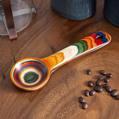 Baltique Marrakesh Collection Wooden Coffee Scoop – Colorful Birch Wood Reusable Scoop for Ground Coffee, Protein Powder & More...