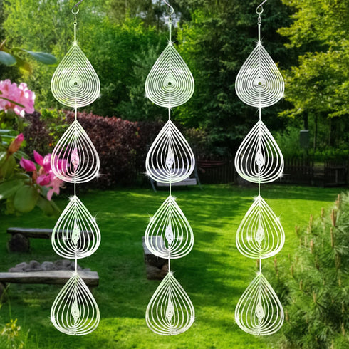 3pcs Water Droplets Bird Reflectors, Metal Disc Highly Reflective Double-Sided Water Droplets Wind Spinner Bird Devices Keep Birds Away from Garde...