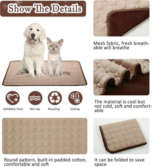 Dogs Cooling Mat Pet Self Cooling Pad Cool Blanket Summer Hot Weather Sleeping Kennel Mat,Washable Ice Silk Sleep Mat Pad Non-Toxic Breathable for...