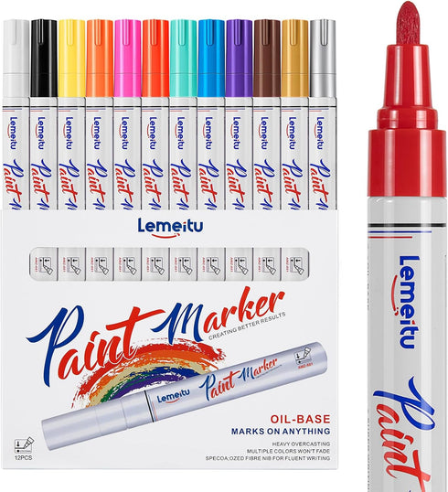 Paint Pens,Permanent Oil Based Paint Markers,Never Fade Marker Pen,for Office, Art projects, Rock Painting, Ceramic, Glass, Wood, Plastic, Metal, ...
