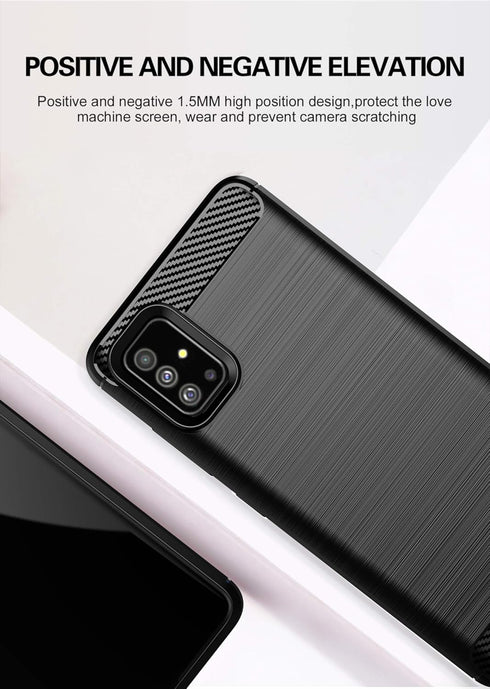 MAIKEZI Soft TPU Slim Fashion Anti-Fingerprint Non-Slip Protective Phone Case Cover for Samsung Galaxy A51 4G (Black Brushed TPU)...