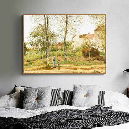 Camille Pissarro Canvas Wall Art - Houses at Bougival Canvas Poster - Landscape Impressionism Art Print - Famous Oil Painting Reproduction Print W...