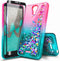 NZND Case for Cricket Icon 2 (2020) U325AC with Tempered Glass Screen Protector (Full Coverage), Glitter Liquid Floating Waterfall Girls Cute Phon...