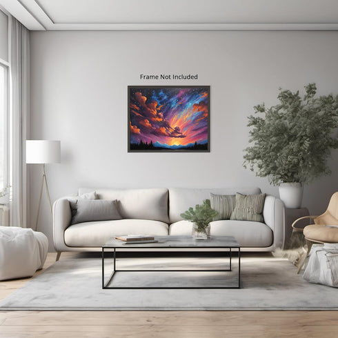 Posterizer 1 pcs- mountains, trees, night sky landscape nature 1-Landscape & Nature Art-Floral Botanical Art- Decor for Home & Office- unframed wa...