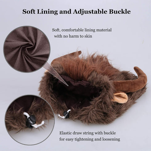 Onmygogo Funny Pet Moose Costumes for Dog, Cute Furry Pet Wig for Halloween Christmas, Pet Clothing Accessories (Bull, Size L)...