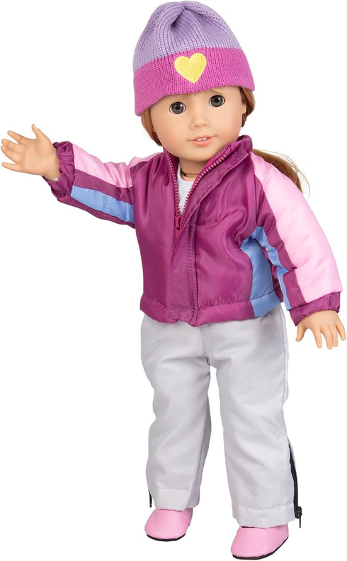 Skiing Winter Doll Outfit for American 18" Girl Dolls - 7 Piece Premium Handmade Clothes Set Costume...