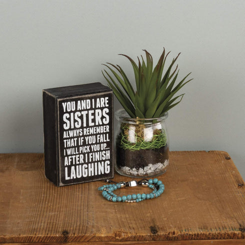 Primitives by Kathy 19450 Box Sign, 3" x 4.5", Sisters Laughing...