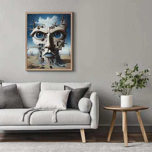 Posterizer 1 pcs-sci-fi futuristic city bult in alien head-Abstract & Modern Art-Fantasy & Fiction Art-Gift for Art Lovers-Decor for Home & Office...