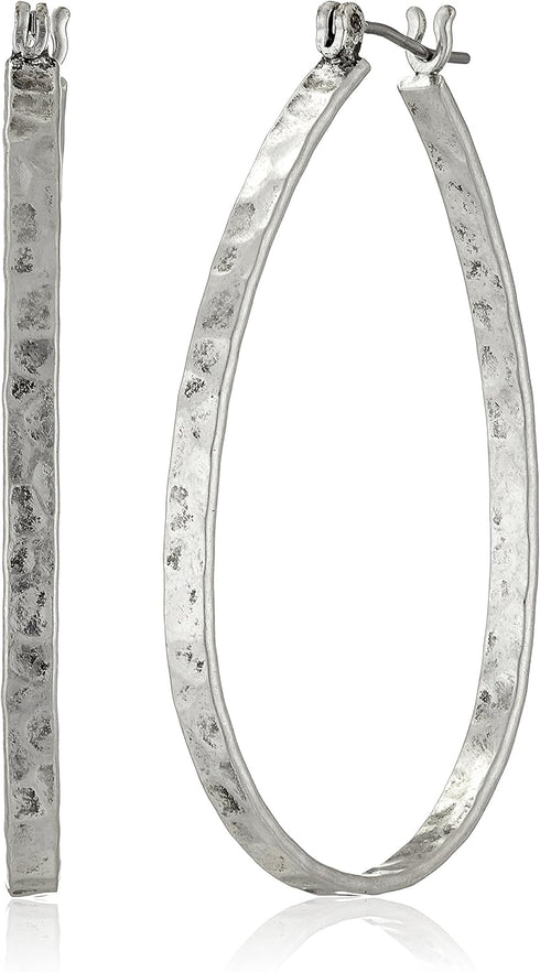 Lucky Brand Womens Textured Medium Oblong Hoops...