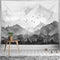 kampdream Mountain Forest Tapestry, Misty Foggy Black and White Tree Landscape Watercolor Art Wall Tapestries, Nature Scenery Tapestry for Bedroom...