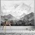 kampdream Mountain Forest Tapestry, Misty Foggy Black and White Tree Landscape Watercolor Art Wall Tapestries, Nature Scenery Tapestry for Bedroom...