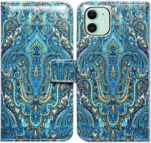 Case for iPhone 11, Princely Paisley Flip Leather Case Wallet Cover with Credit Card Slot ID Card Holder Kickstand for iPhone 11...