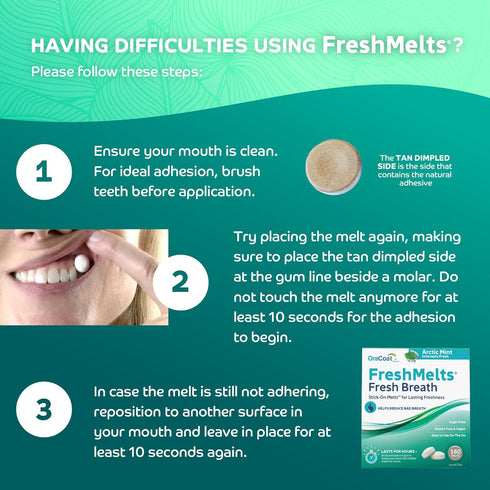 Oracoat® FreshMelts® Fresh Breath Stick-on™ Melts for Lasting Freshness, Arctic Mint, 160 Count...