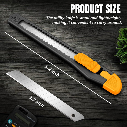 4 Pack Box Cutter Retractable, Utility Knife 9MM Wide Snap-Off Blades, Exacto Knife for Cutting Box, Wrapping, Cardboard, Extended Razor Knife, Bo...