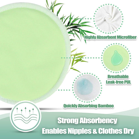 wegreeco Nursing Breast Pads (14 Pack)+Laundry Bag & Travel Storage Bag, 2 Sizes: 3.9/4.7inch - Washable & Reusable Breastfeeding Nursing Pads (Pa...