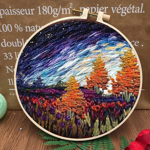 Liveish Friendship Gifts Embroidery Kits for Beginners,Landscape Embroidery kit,Embroidery kit for Beginners Adults DIY Cross Stitch Kits with Pat...