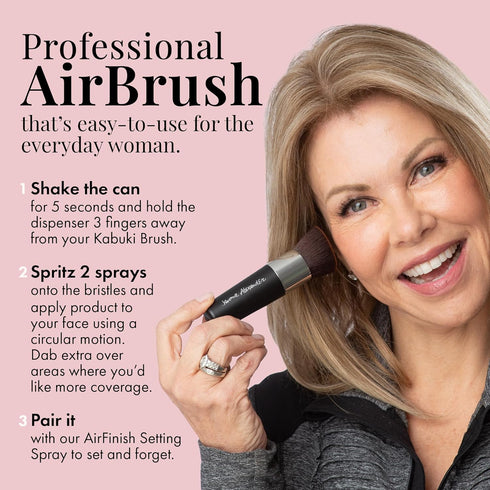 MagicMinerals AirBrush Foundation by Jerome Alexander – 2pc Set with Airbrush Foundation and Kabuki Brush - Spray Makeup with Anti-aging Ingredien...
