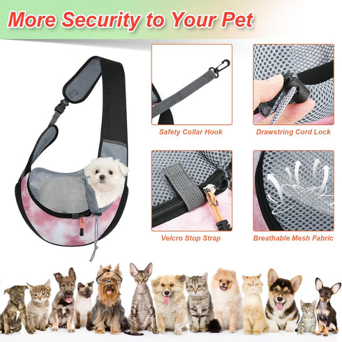 Cosmos Pet Dog Sling Carrier Breathable Mesh Pet Sling Bag Travel Pet Safe Carrier Hand Free Puppy Satchel with Padded Strap and Safety Rope for S...