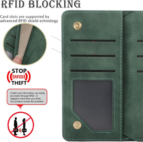 RANYOK Wallet Case for iPhone 15 Pro Max with Card Holder, Premium PU Leather with RFID Blocking Zipper Wallet Wrist Strap Kickstand Protective Ca...