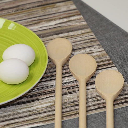 10 Inch Long Wooden Spoons for Cooking - Oval Wood Mixing Spoons for Baking, Cooking, Stirring - Sauce Spoons Made of Natural Beechwood - Set of 3...