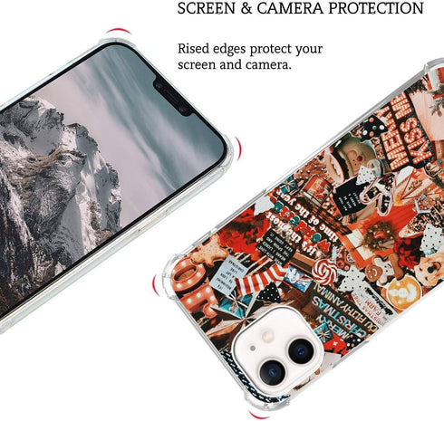 Winter Collage Phone Case Christmas Holiday Cover for iPhone 13, Christmas Day Collage Case for Girls Women Men, Unique Trendy TPU Bumper Cover Ca...