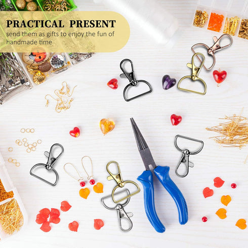 25 Pcs Metal Swivel Clasp Hooks 1 Inch D Ring Keychain Making Kit Lanyard Snap Hooks Keychain Clip Hooks Lobster Claw Clasps for Lanyard Making, P...
